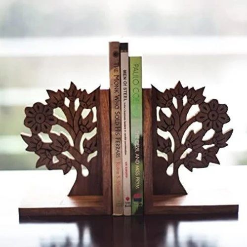 Polished Wood Handicraft Bookend, Feature : Unique Design, Smooth Finish, Durability