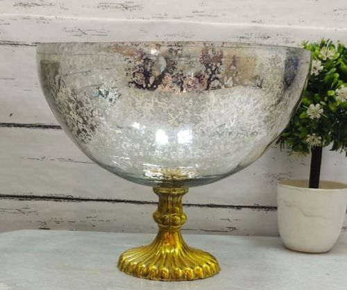 Silver Round 0.650 Coated Plain Glass Bowls, For Home Gift, Size : Large