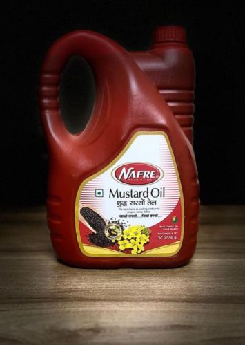 Nafre Machine Organic 5 Liter Mustard Oil, Form : Liquid