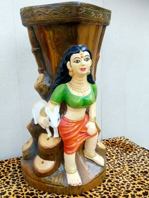 Tree Stem Village Lady Showpiece
