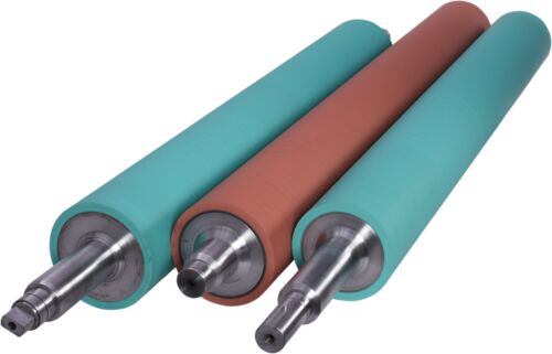 Round Colour Coated Line Rubber Roller, For Printing, Color : Green, Red