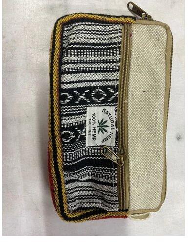 Multicolor Rectangular Ladies Hemp Zipper Pouch