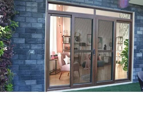 UPVC Sliding Door, Frame Color : Brown