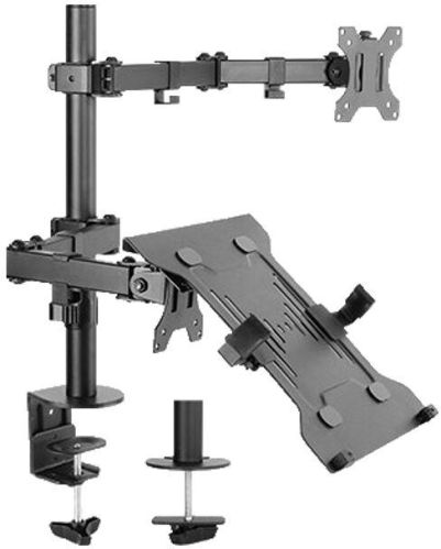 Steel Monitor Arm With Laptop Holder, Color : Matte Black