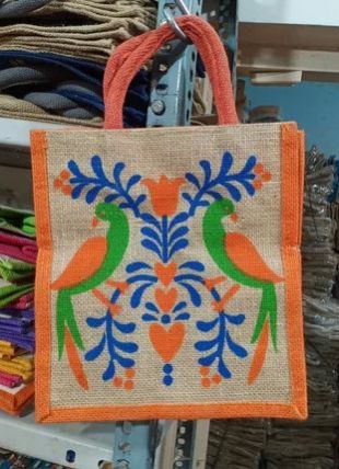 Printed Fancy Jute Carry Bags, Style : Handbags