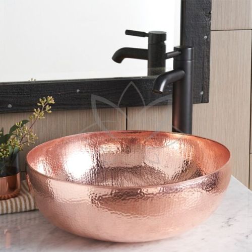 Round Polished Hammered Copper Wash Basin, For Home, Hotel, Office, Sink Style : Bowl