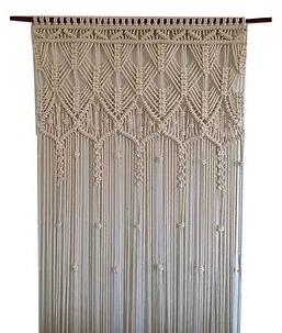 Natural Cotton Backdrop Macrame Curtain, Color : Natural/customized Color