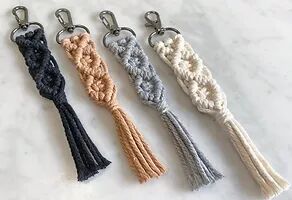 Natural Cotton Macrame Keychain, Condition : Used
