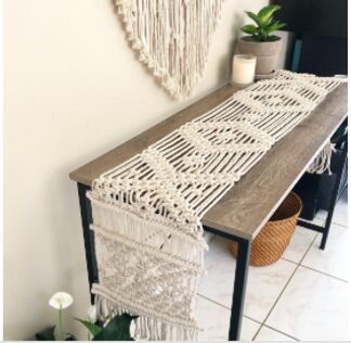 Home Decor Natural Cotton Designer Macrame Table Runner, Color : Natural/customized Color