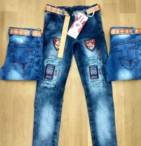 Printed Denim Jeans, Size : All Size