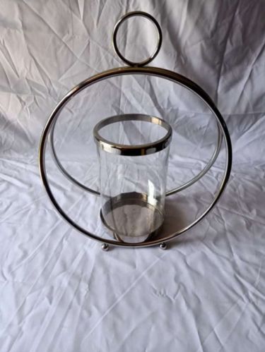 Silver Polished Metal Pillar Candle Holder, Technics : Handmade