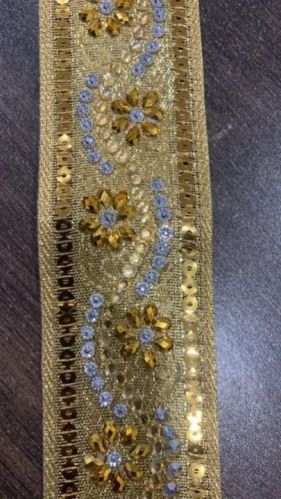 Multi Color Cotton Stone Lace, For Textile Industy, Length : 9 Meter