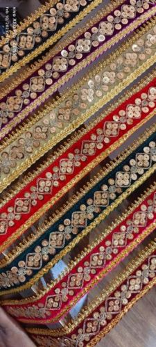 Embroidered Velvet Lace, For Garments, Length : 9 Meter
