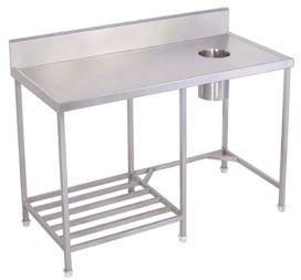 Polished Stainless Steel Kitchen Garbage Table