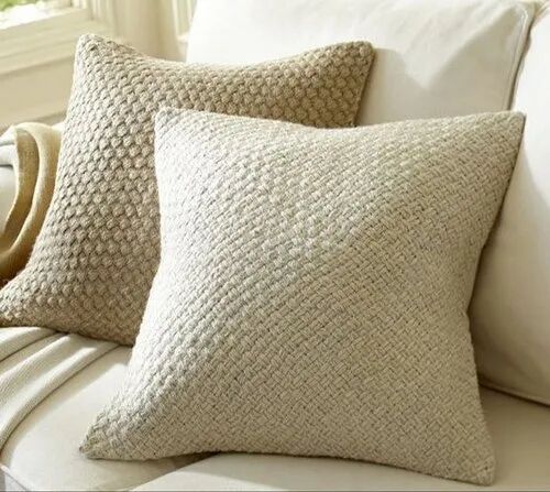 Jute Plain Cushion Cover, Shape : Square