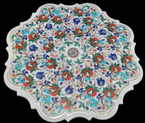 Craft World Polished Marble Inlay Table, For Home, Living Room, Size : 18x18 Inch