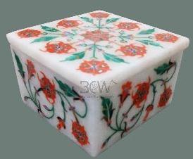 Craft World Square Polished MARBLE JEWELLERY BOX, For Keeping Jewelry, Size : 3x3x2
