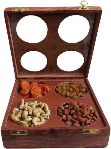 Red Square Wooden Dry Fruits Box