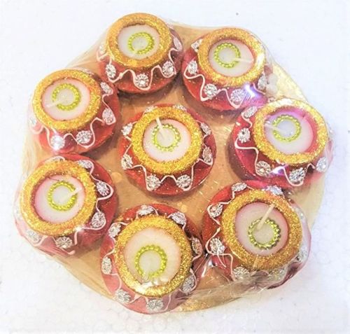 Clay ECD-55 8 PCS KHARBUJA MATKI WITH WAX, Color : MULTICOLOUR