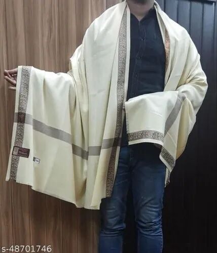 350 Gms Border Printed Mens Polywool Shawl, Size : 45 X 90 Inches