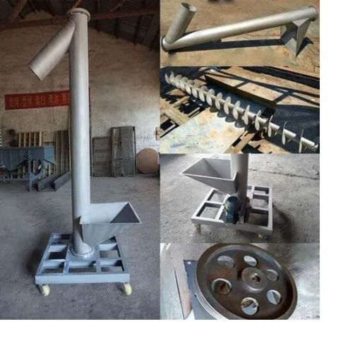 Metallic Grey Manganese Steel Vertical Screw Conveyor Machine