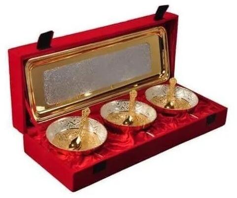 Brass Bowl Set, Color : Golden