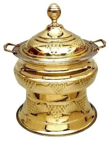 Stainless Steel Round Chafing Dish, Color : Gold