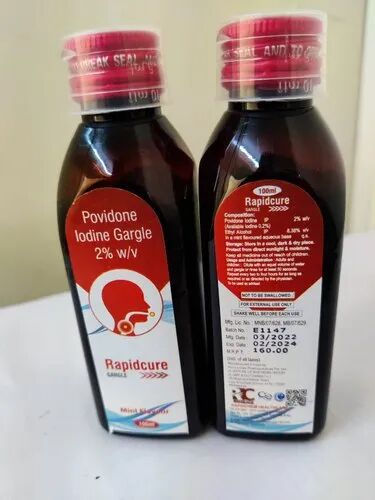 Povidone Iodine Germicide Gargle, Packaging Size : 100 Ml