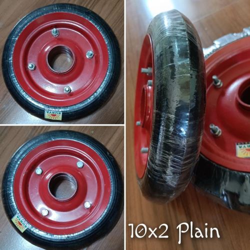 Black 10x2 Plain Solid Rubber Wheel, For Construction Vehicle