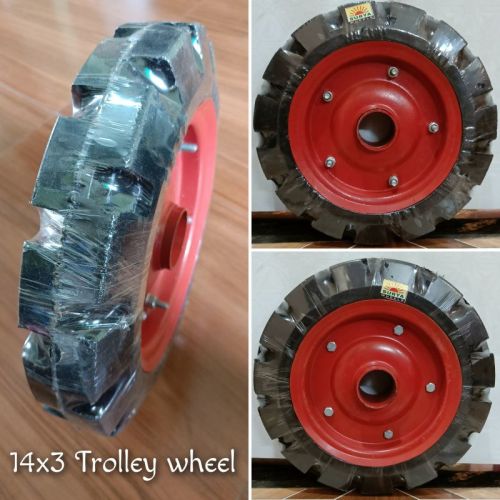 Polished Metal 14x3 Cuted Trolley Wheel, Load Capacity : 200-300kg