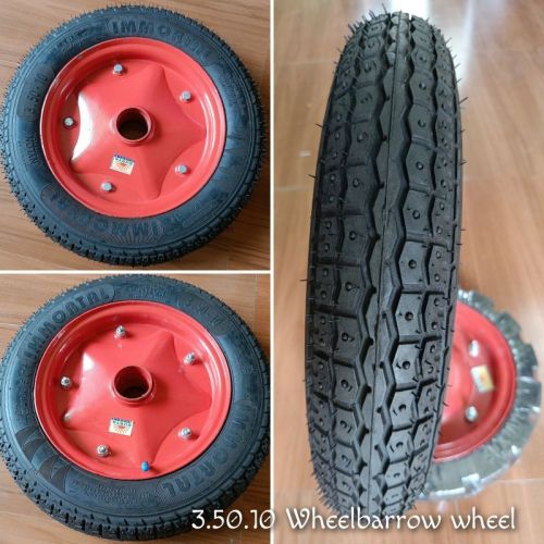 Rubber 3.50x10 Cutted Wheelbarrow Wheel, Color : Black