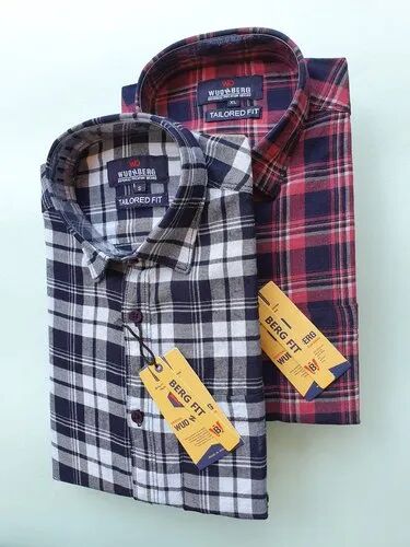 Simple Collar XL-46 Men Check Shirts, Occasion : Party Wear
