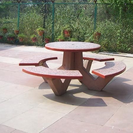 Round Concrete Garden Table Chair Set, For Outdoor Use, Feature : High Strength