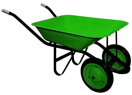 Mild Steel Double Wheel Barrow, For Industrial Use, Garden Use, Material Transfer Use, Capacity : 65-80 Ltr