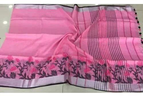 Linen Printed Saree, Occasion : Party Wear