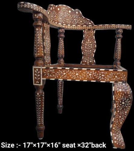 Brown Bone Inlay Chair, For Office, Hotel, Home, Frame Material : Wood