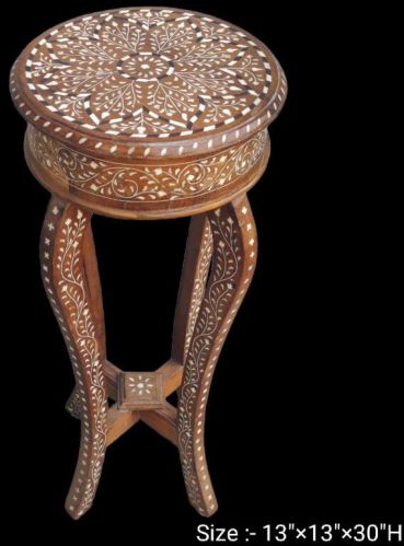 Round Shape Bone Inlay Table