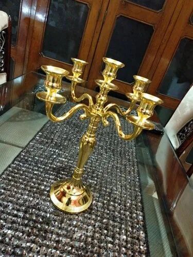 Creatick Impex Brass Candle Holder, Mounting Type : Tabletop