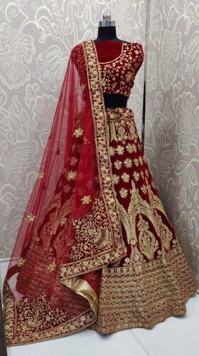 Embroidery Maroon Bridal Lehenga