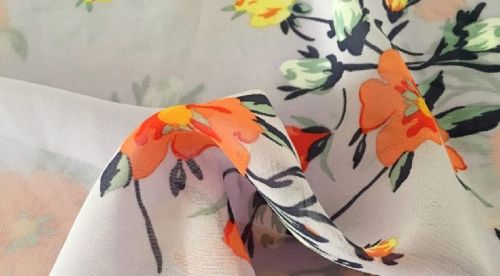 Printed Polyester Chiffon Fabric, For Clothing / Garment, Width : 44-45