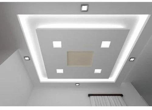 White Stainless Steel POP False Ceiling