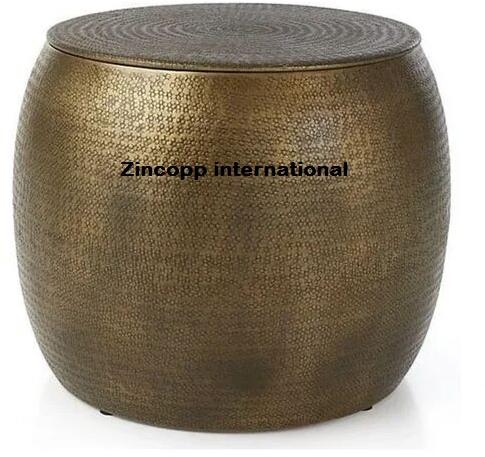 Zincopp Aluminum Aluminium Drum Coffee Table, Color : GOLD