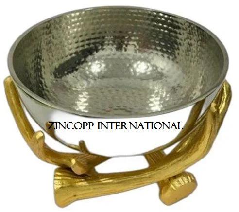 Zincopp Round Coated Aluminium Aluminum Fruit Bowl, For TableWare, Size : 12 Inch