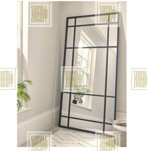 Black Rectangular Aluminium Polished Glass Floor Standing Iron Mirror