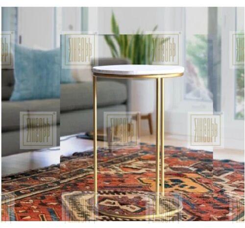 Round Stainless Steel Polished Marble Top Side Table, For Home, Hotel, Office, Size : 1.83333