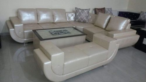 L-Shape Wooden Modern Sofa Set