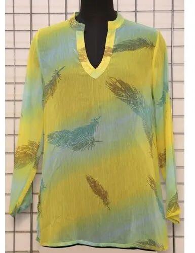 Printed Ladies Chiffon Top, Size : S-M-L-XL