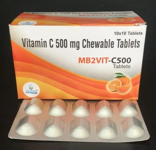 Vitamin C Chewable Tablets, Packaging Size : 10*10tab