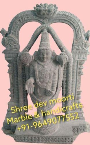 Tirupati Balaji Marble Statue, For Office, Home, Gifting, Pattern : Plain