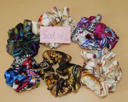 Printed Satin Hair Scrunchies, Packaging Type : Plastic Bag